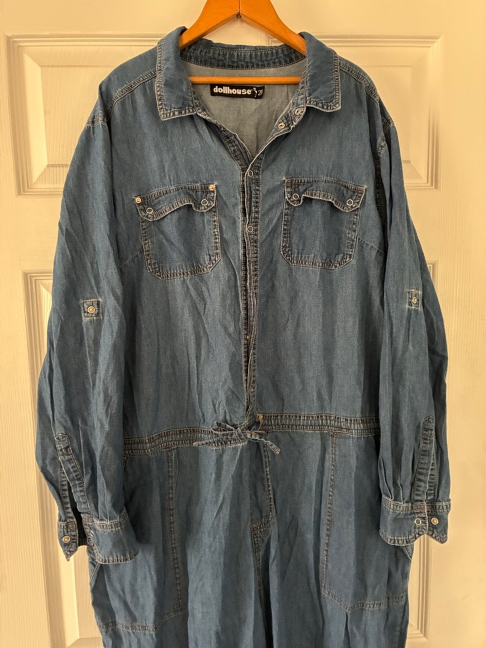Dollhouse Blue Jumpsuit Size 2X Full Length Long/Roll Sleeves
